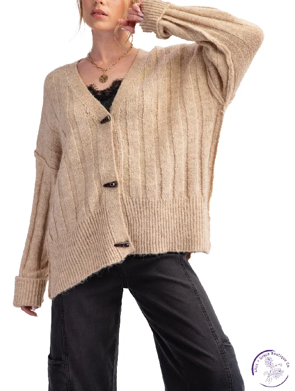 Cardigan chic layers-Women's Tailored Cardigans-Harvest Time Button Knit Cardigan