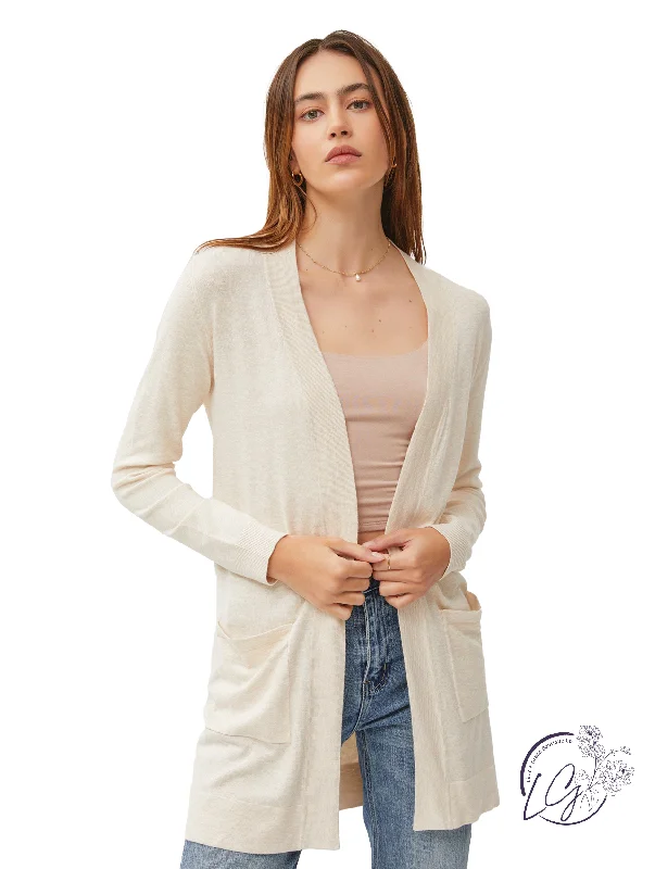 Cardigan soft fabric-Women's Thermal A-Line Cardigans-Zephyr Open Knit Cardigan