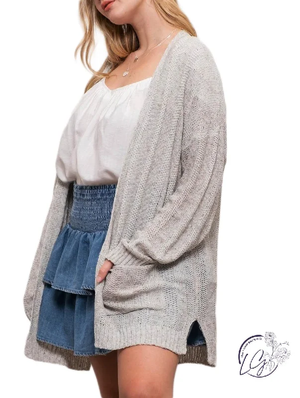 Cardigan soft outfit-Women's Slit Denim Cardigans-Curvy We got This Cardigan