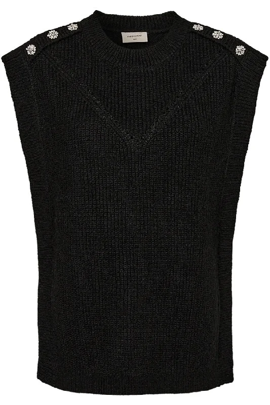 Cardigan cozy fabric-Women's Athletic Cardigans-Ranola Waistcoat 205074 | Black | Cardigan fra Freequent