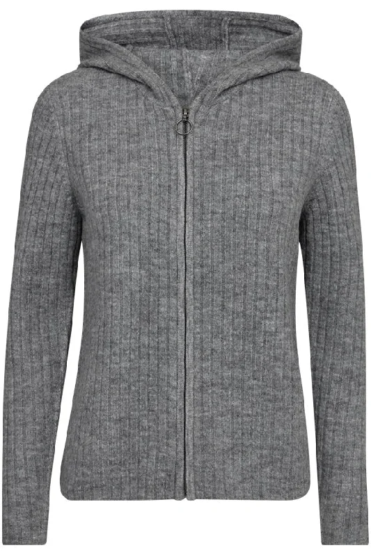 Cardigan soft layers-Women's Zip-Up Pleated Cardigans-Ribba Cardigan 205078 | Medium Grey Mlg. | Cardigan fra Freequent