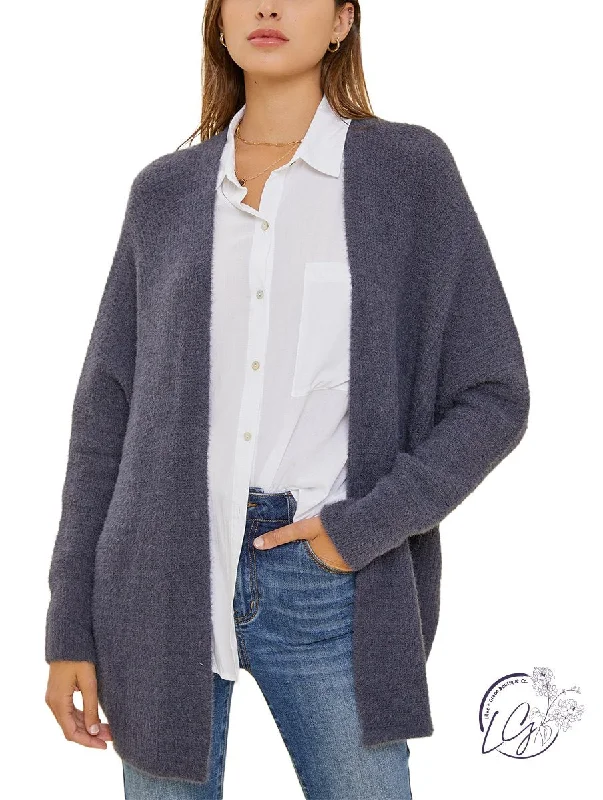 Cardigan cozy sale-Women's Waterproof Floral Cardigans-Ribbed Chic Cardigan