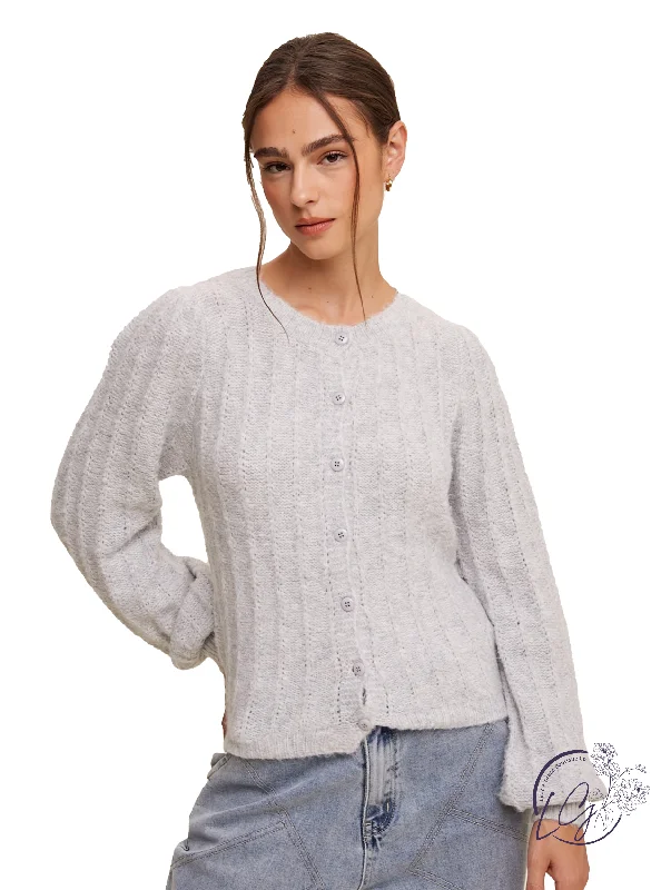 Cardigan comfy fabric-Women's Textured Denim Cardigans-Where The Coziness Is Knit Cardigan