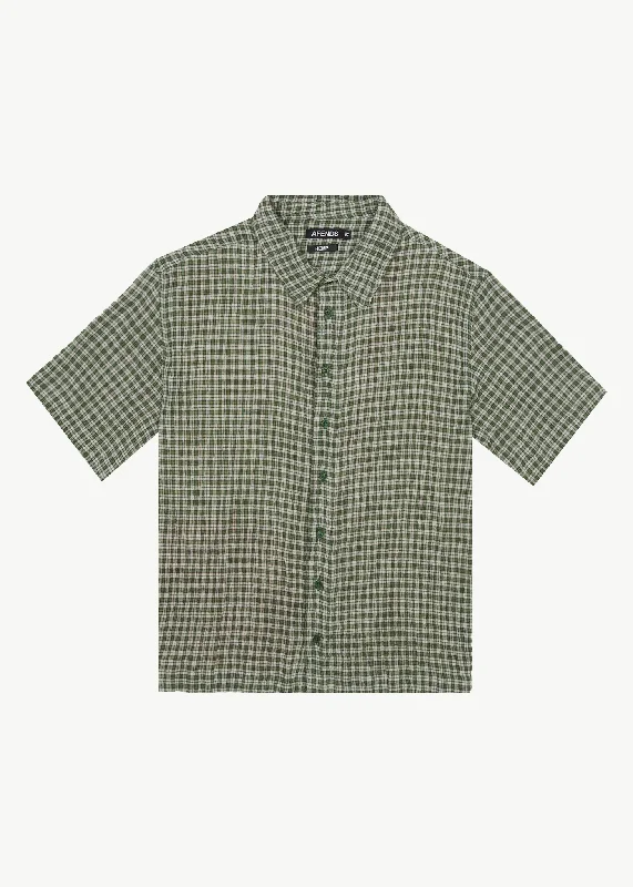 T-Shirts for Family -  Women's Strappy T-Shirts-AFENDS Mens Base - Short Sleeve Shirt - Deep Green Check