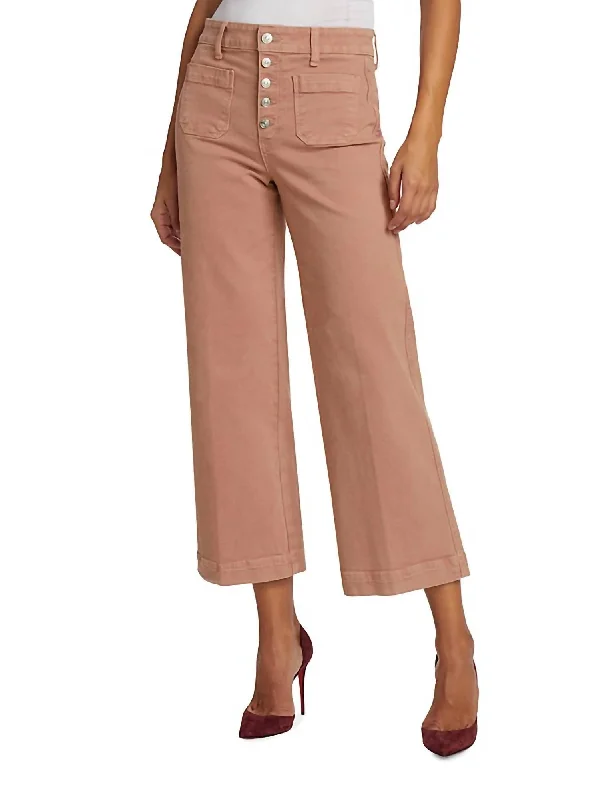 High Waisted Pants-Women's Acid Wash Pants-Anessa Jean With Patch Pockets In Dark Rose