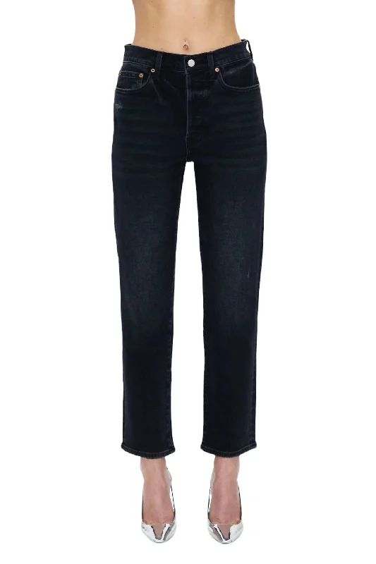 Blue Jeans Pants-Women's Linen Pants-Charlie High Rise Classic Straight Ankle Jean In Jubilee