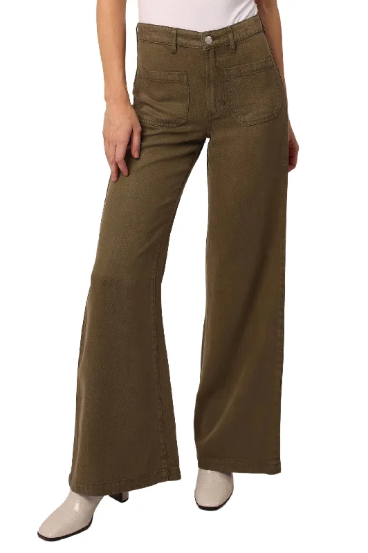 Camo Cargo Pants-Women's Cigarette Pants-Cooper Patch Pocket Wide Leg Jeans In Cypress