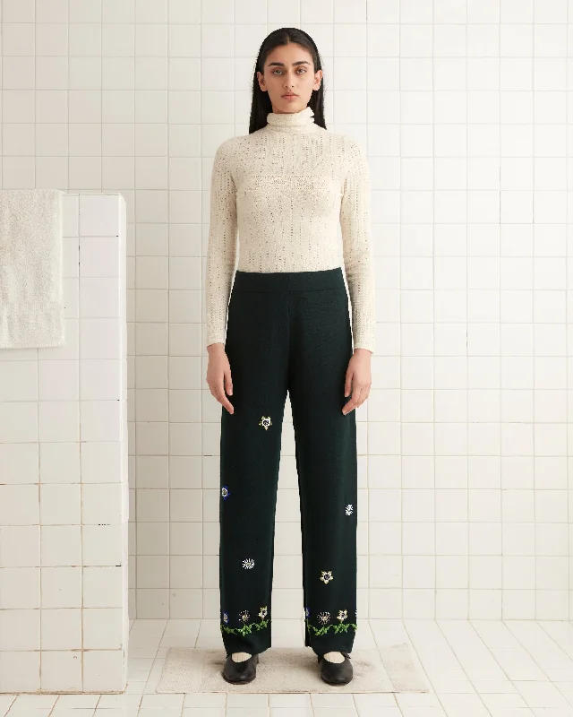 Loose Fit Pants-Women's Button Fly Pants-Daisy Garden Joggers - Green