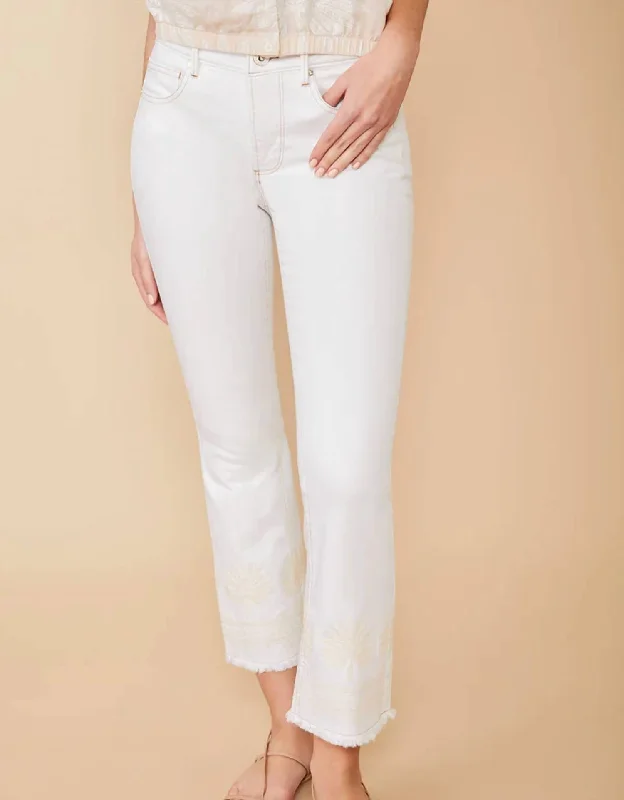 Bespoke Pants-Women's Silk Pants-Ellington Kick Flare Jean In Pearl White