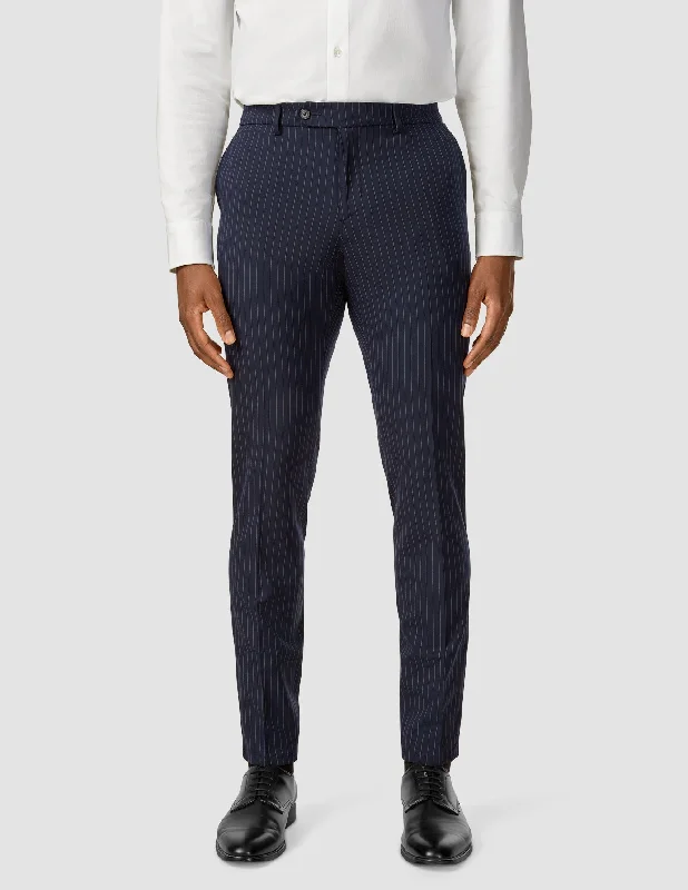 Snow Pants-Women's Embroidered Pants-Essential Suit Pants Slim Navy Pinstripe