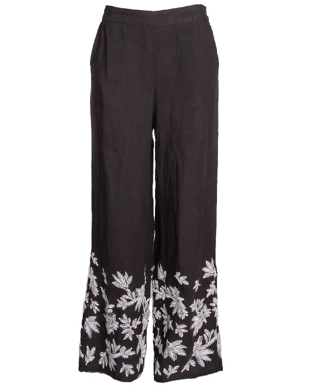 Budget-Friendly Pants-Women's Slim Fit Pants-Getika Embroidered Pant In Black