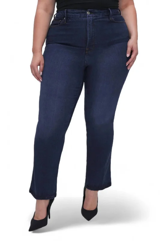 League Pants-Women's Tribal Print Pants-Good Curve Straight Jean In Indigo537