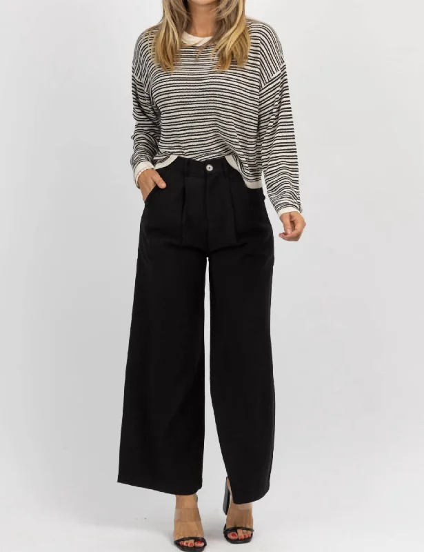 Soft Shell Pants-Women's Polka Dot Pants-High Rise Linen Trousers In Black