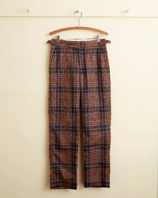 Mesh Pants-Women's Hem Detail Pants-Jackson Plaid Trousers - 28