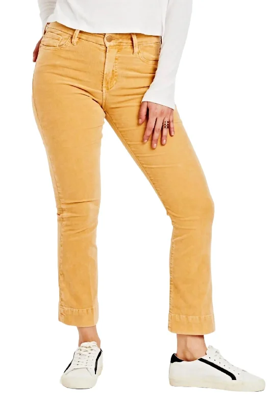 Military Pants-Women's Casual Leggings-Jeanne Corduroy Pant In Sunset Gold