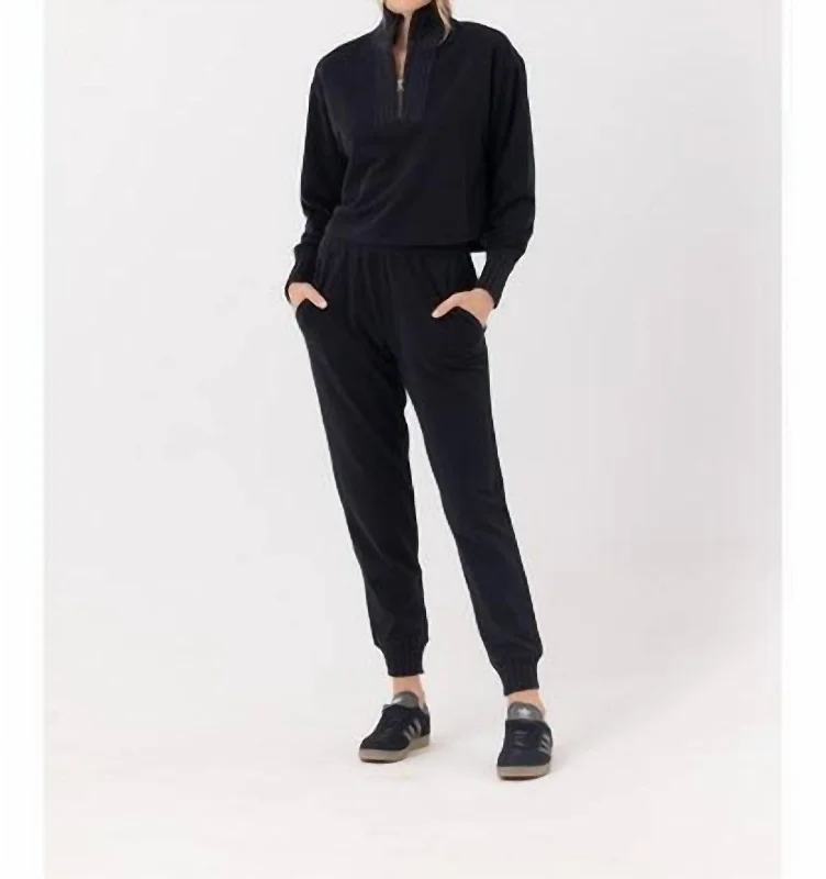 Discount Pants-Women's Slit Hem Pants-Jent Jogger In Black