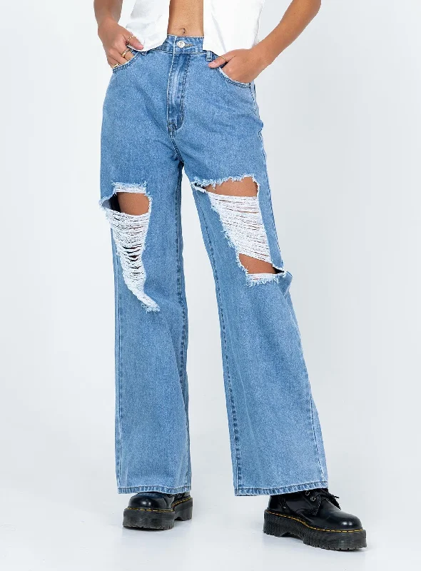 Monday Office Pants-Women's Travel Pants-Laguna Wide Leg Denim Jeans