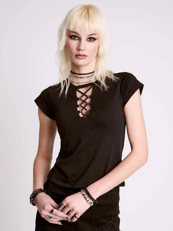 T-Shirts for Maximalists -  Women's Peplum T-Shirts-LATTICE T-SHIRT