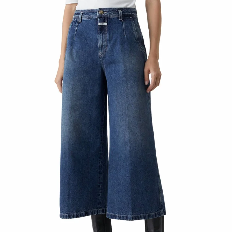 Sale Pants-Women's Snap Button Pants-Leira Jean In Mid Blue