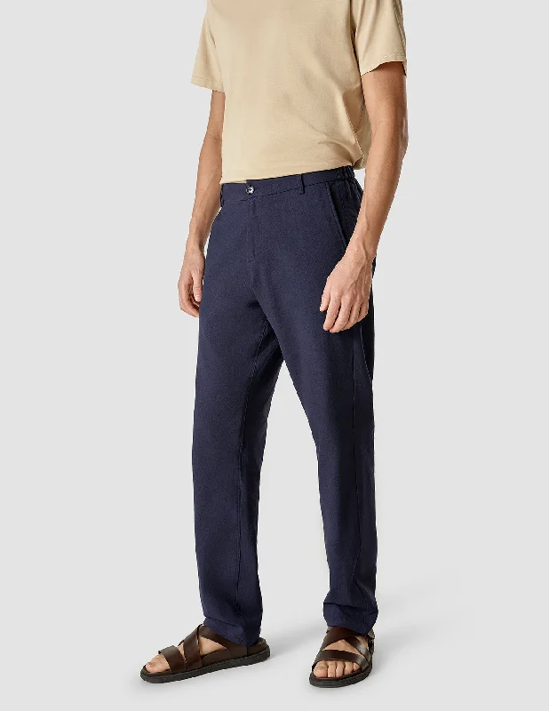 Quick Dry Pants-Women's Front Zip Pants-Linen Pants Relaxed Fit Navy