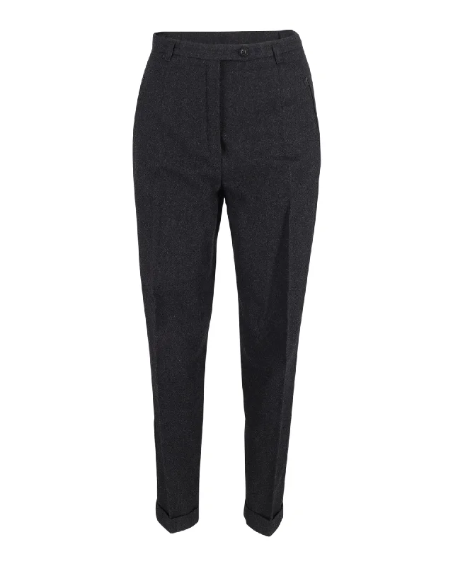 Organic Cotton Pants-Women's Sarong Pants-Max Mara Sportmax Tapered Trousers in Grey Cotton