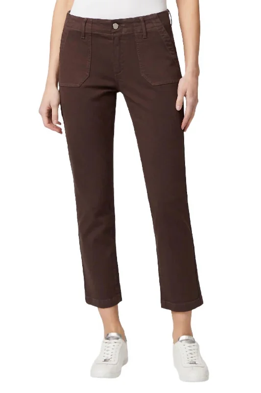 Solid Color Pants-Women's Cozy Pants-Mayslie Straight Jean In Rich Chocolate