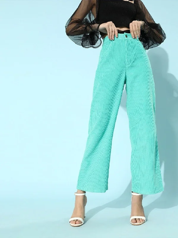 Urban Pants-Women's Summer Pants-Mint Green Corduroy Straight Pants