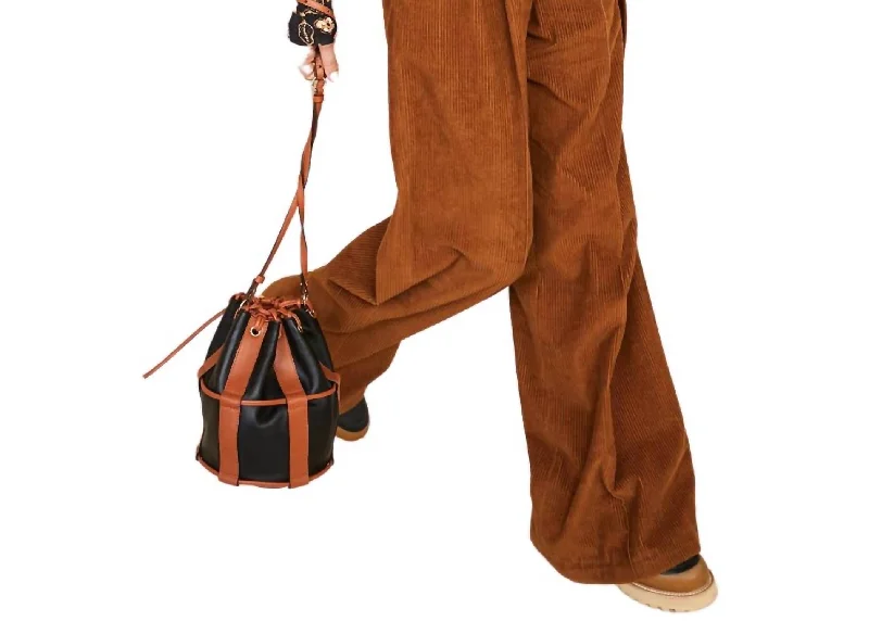 Pastel Pants-Women's Palazzo Pants-Nico Velvet Corduroy Trouser In Umber