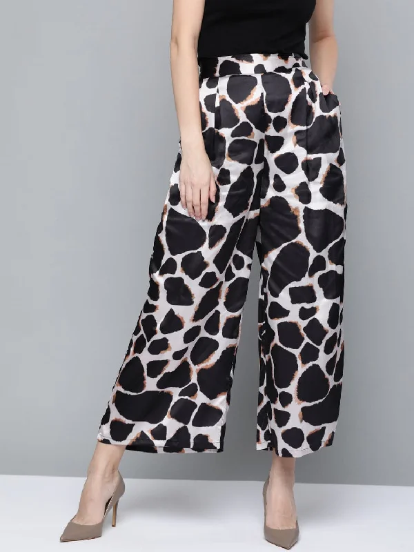 Morning Jog Pants-Women's Tie-Waist Pants-Nude Animal Print High Waisted Pants