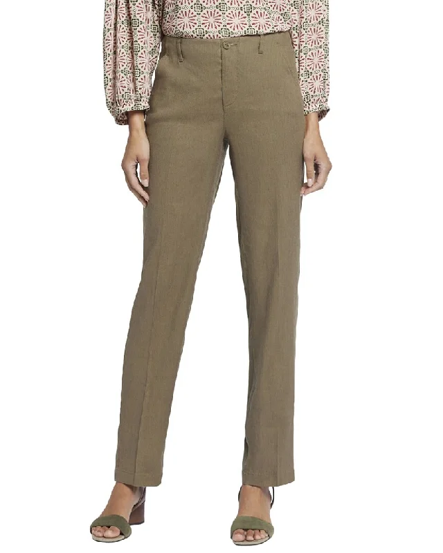 Women's Elastic Cuff Pants-NYDJ Marilyn Linen-Blend Trouser