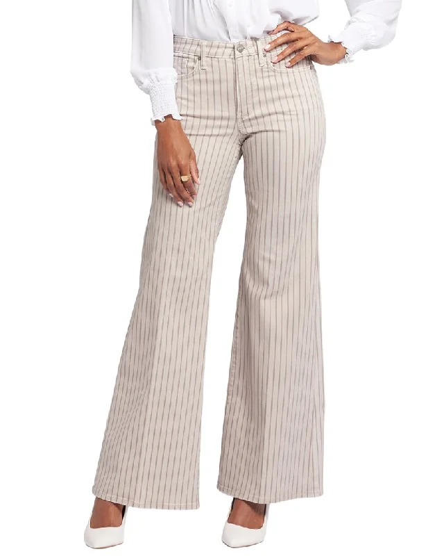 Structured Pants-Women's Capri Pants-NYDJ Mia Coastal Sands Stripe Palazzo Jean