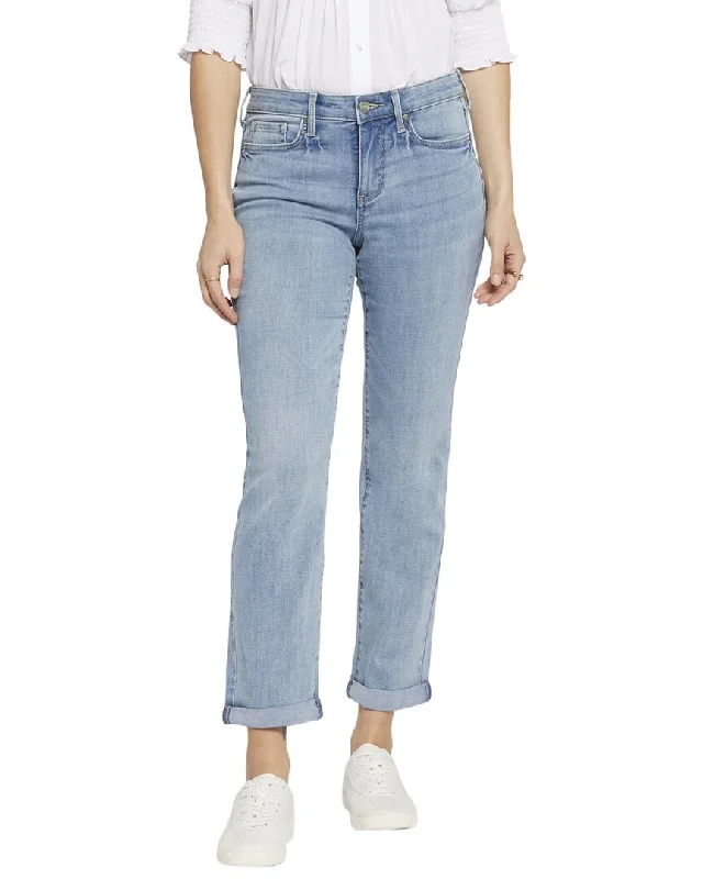 Cuffed Pants-Women's Cigarette Pants-NYDJ Sheri Blue Island Ankle Crop Jean