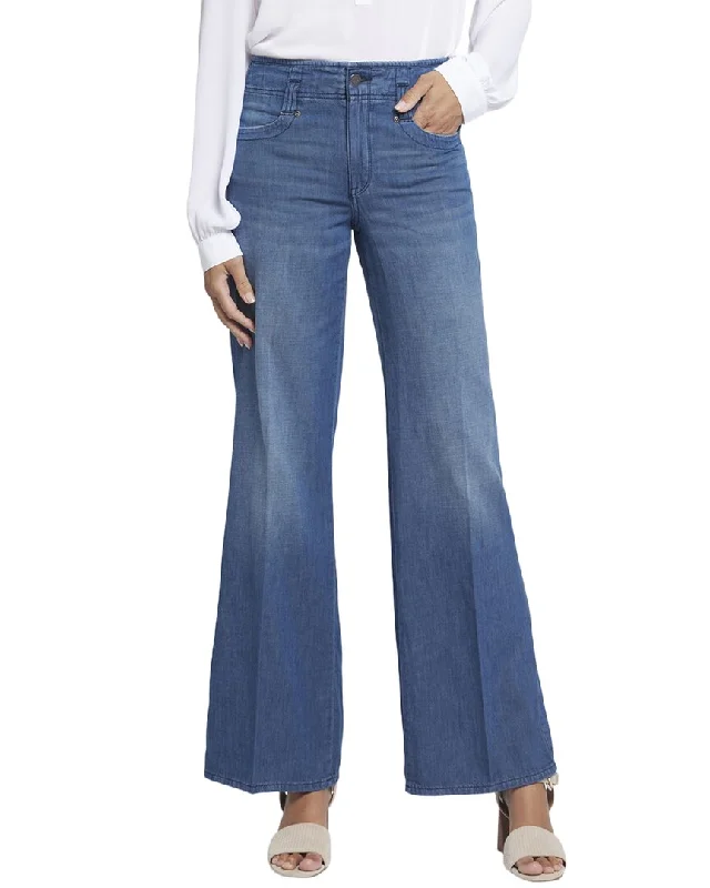 Track Suit Pants-Women's Drawcord Pants-NYDJ Teresa Mission Blue Wide Leg Jean