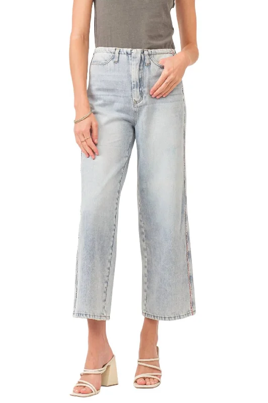 Wool Pants-Women's Drawstring Pants-Polly High Rise Cropped Loose Straight Jean In Naples