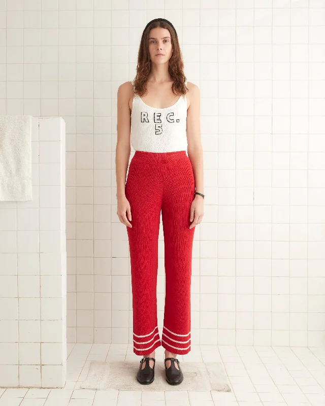 Office Pants-Women's Beaded Pants-Quincy Stripe Joggers - Red