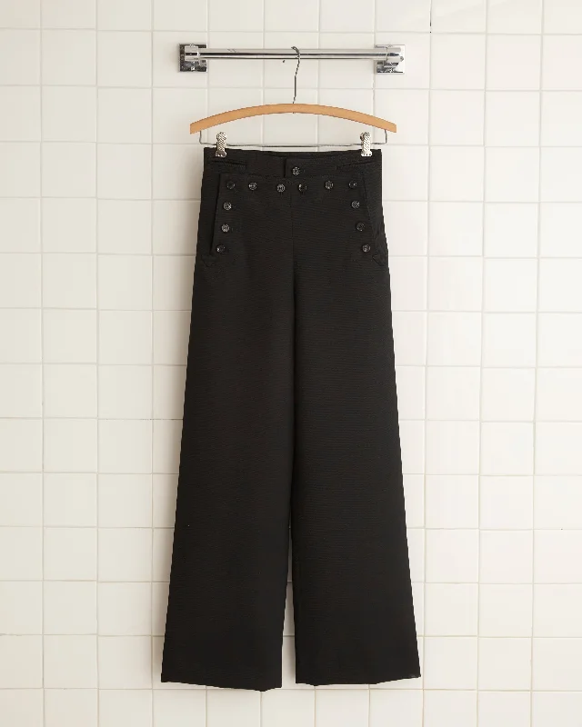 Dock Pants-Women's Mid Rise Pants-Riding Twill Sailor Trousers - Black