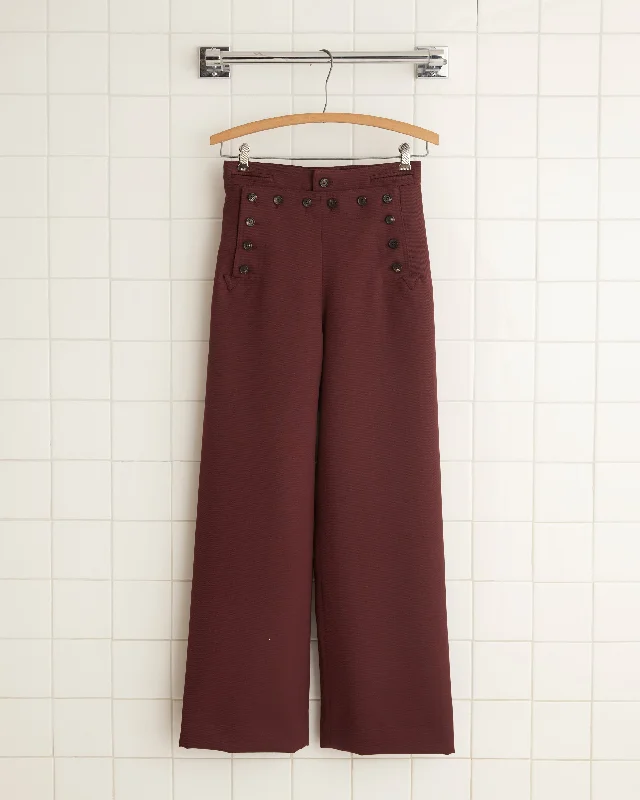 Surfing Pants-Women's Neon Pants-Riding Twill Sailor Trousers - Burgundy