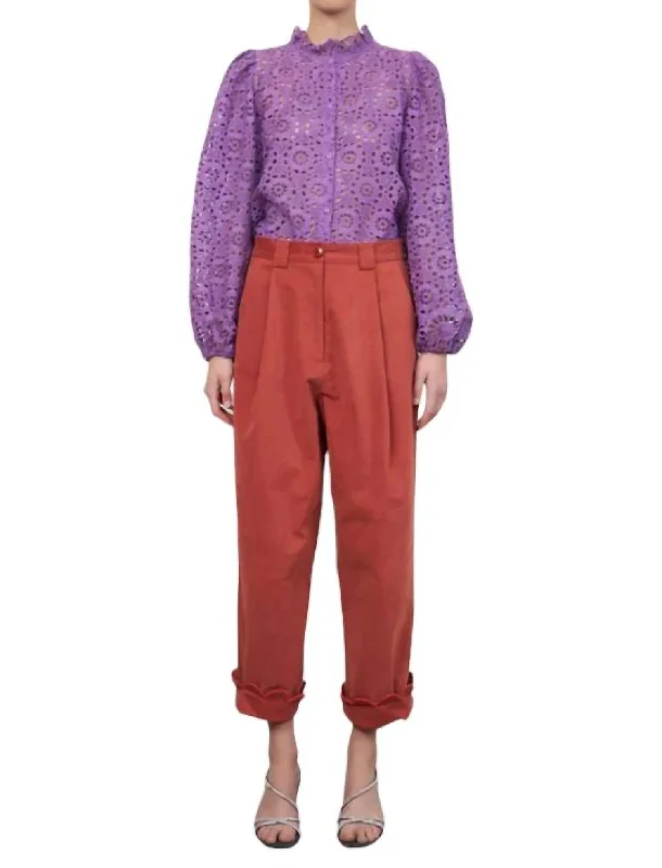 Avant-Garde Pants-Women's Work Pants-Saja Wide Leg Pants In Rust