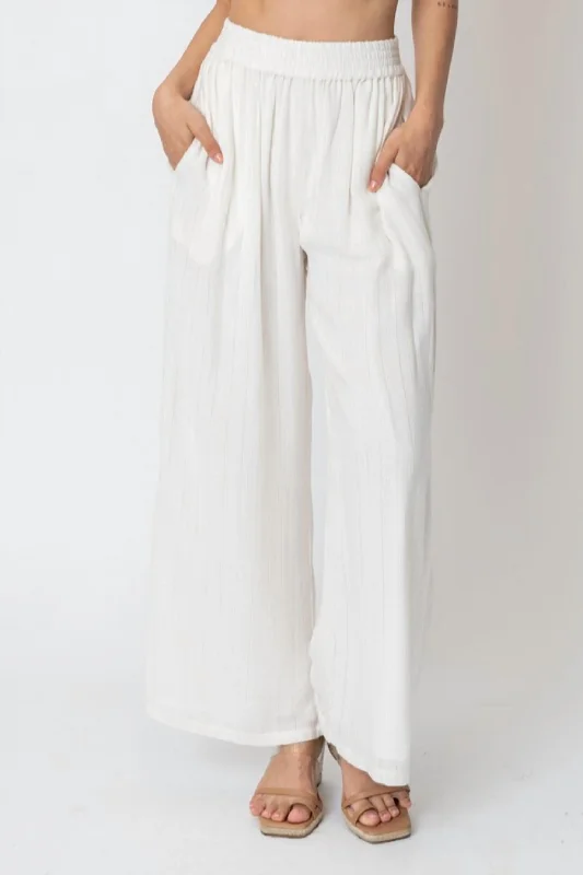 Classic Pants-Women's Windproof Pants-Self Stripe Pant In White