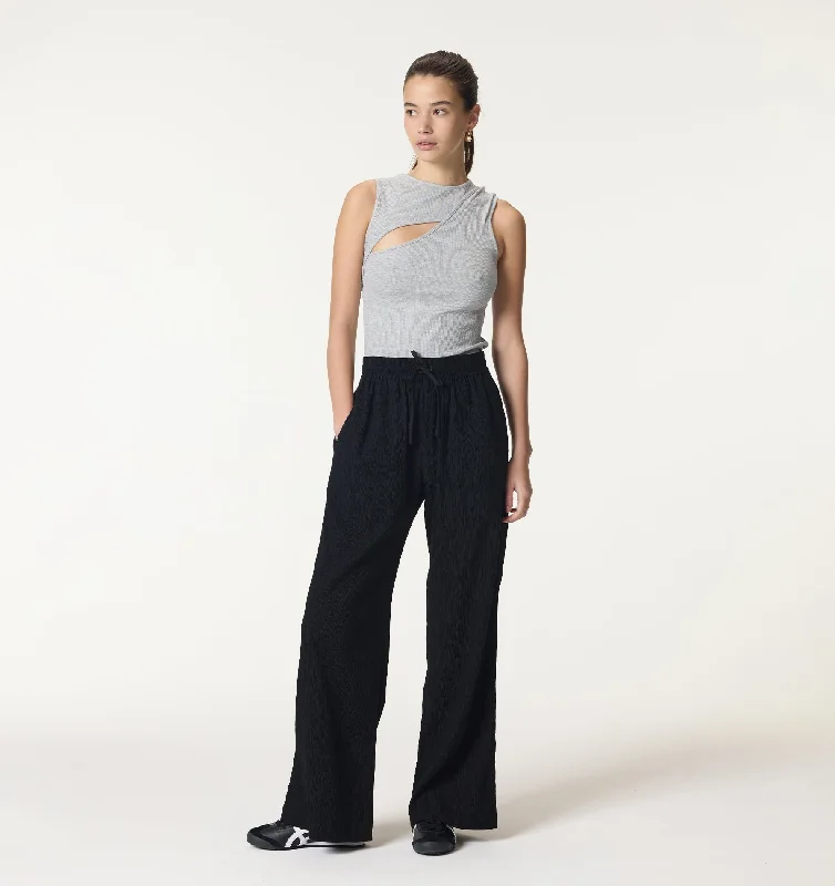 Seminar Pants-Women's Sash-Waist Pants-Textured Austin Pant - Black