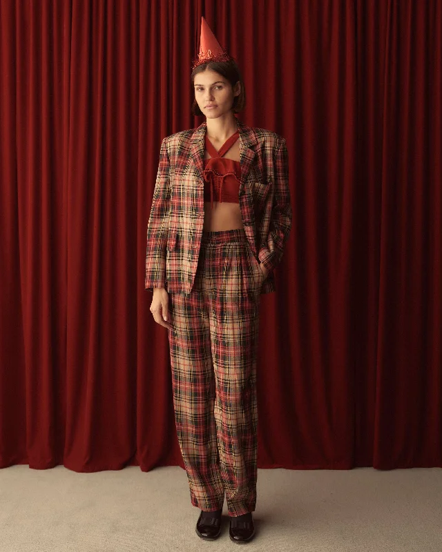 Poolside Pants-Women's Linen Pants-Truro Plaid Trousers