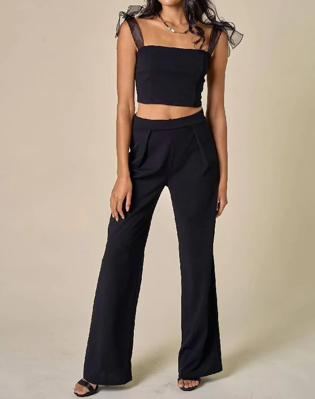 Arctic Pants-Women's High-Waisted Pants-Wide Leg Pants In Black