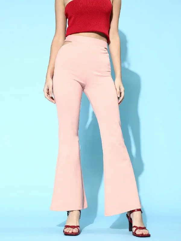 Sustainable Pants-Women's Sailor Pants-Dusty Pink Side Cut Out Peekaboo Pants