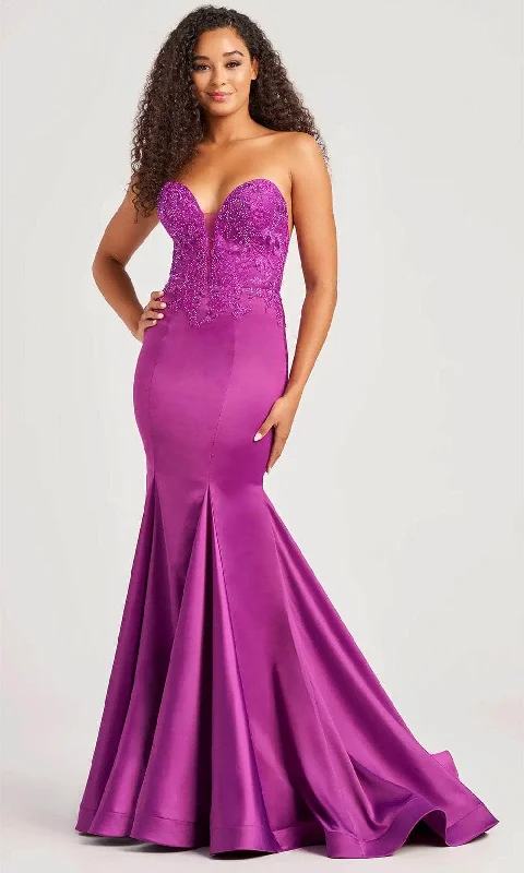 Women's High-Low Evening Gowns-Colette By Daphne CL5116 - Glitter Applique Prom Dress