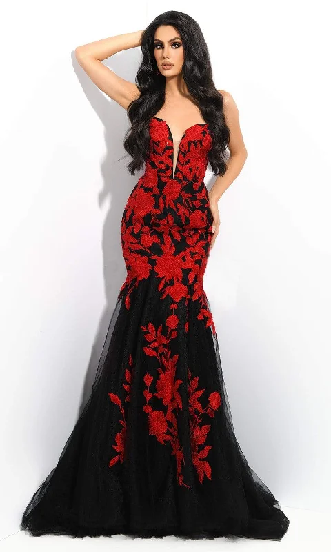 Women's Embroidered Evening Gowns-Jasz Couture - 7328 Strapless Plunging Sweetheart Trumpet Dress